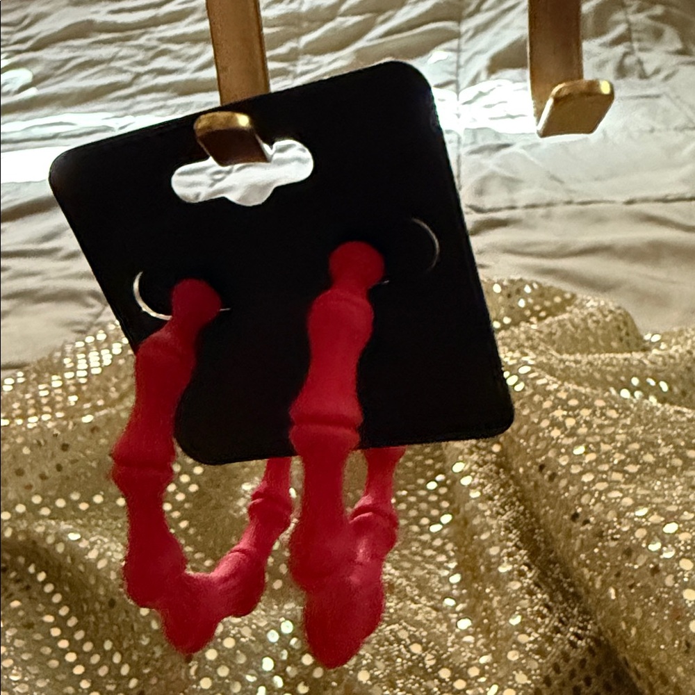 Red Hoop Earrings
